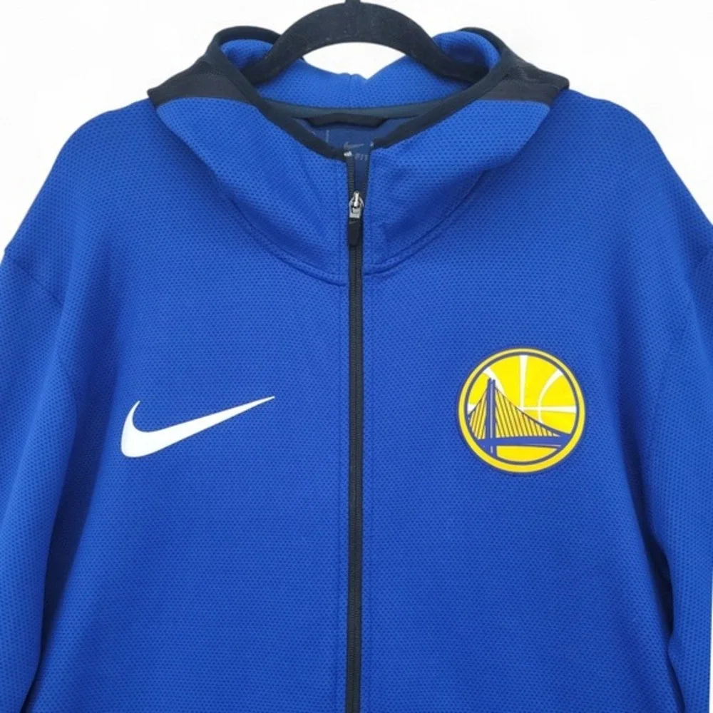 Nike Mens XXL Golden State Warriors Dri Fit Zip Hoodie Blue NBA‎ Athletic Jacket